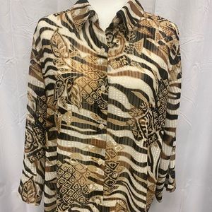 Women’s “Alfred Dunner” collared button down shear blouse Size 18.